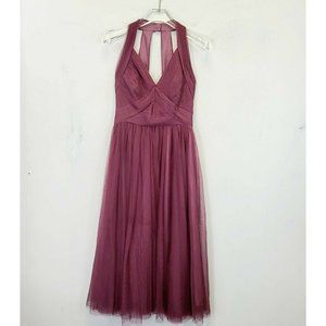 Maxi Dress Womens 2 XS Purple Wine Mesh Prom Cocktail‎ Party Bridesmaid ASOS